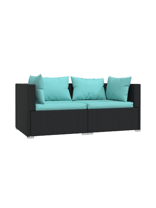 Set Cameră De Zi Pentru Exterior 3 Piese Negru Cu Perne