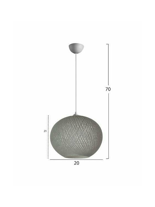 HomeMarkt Adjustable Pendant Light Gray Boho with Rope for Socket E27 20x21x70cm