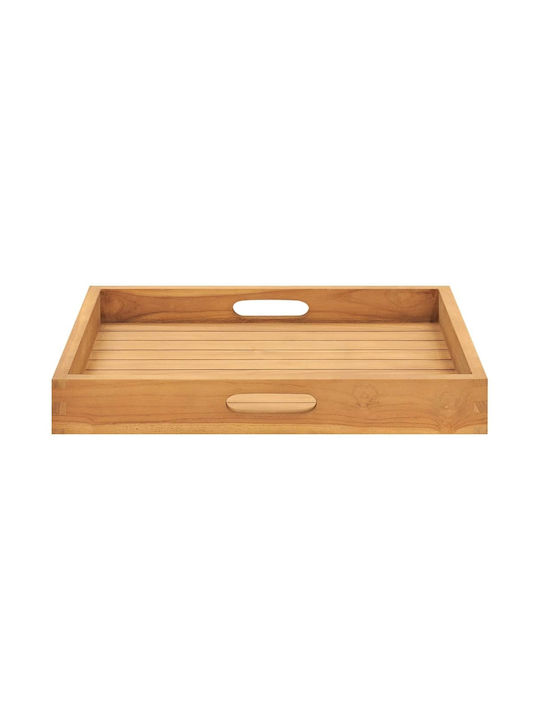 vidaXL Holz Rechteckig Serviertablett mit Griffen in Braun Farbe 50x50x7cm 315457 1Stück