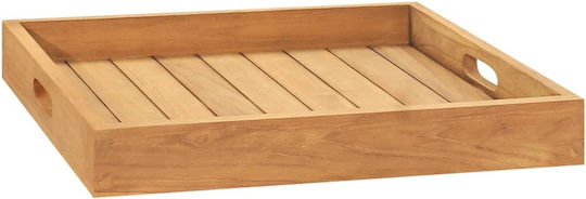 vidaXL Holz Rechteckig Serviertablett mit Griffen in Braun Farbe 50x50x7cm 315457 1Stück