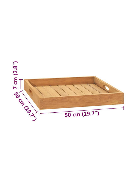 vidaXL Holz Rechteckig Serviertablett mit Griffen in Braun Farbe 50x50x7cm 315457 1Stück
