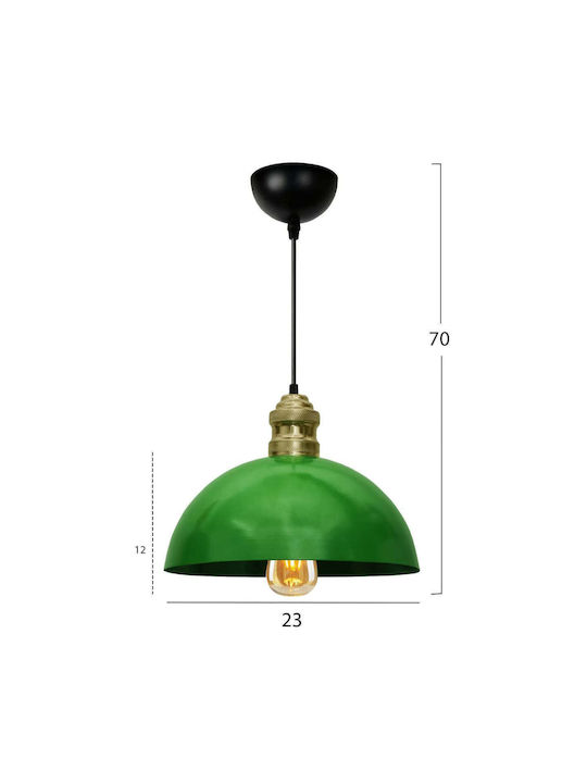 Freebox Adjustable Pendant Light Bell for Socket E27 Green 23x12cm