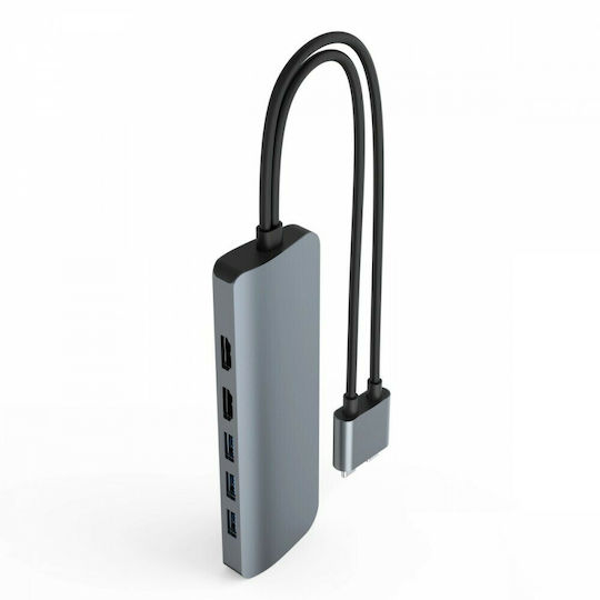 Hyper HyperDrive VIPER 10-in-2 Двоен USB-C Докинг станция с HDMI 4K PD Етърнет Сив