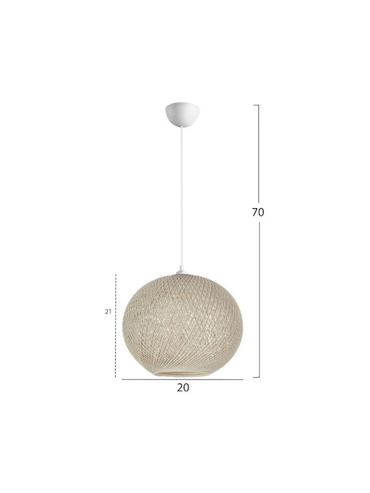 Freebox Adjustable Pendant Light Boho with Rope for Socket E27 Beige 20x21cm