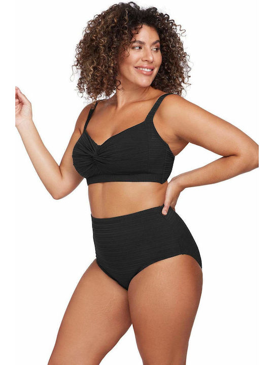 Bikini Slip Hohe Taille Schwarz