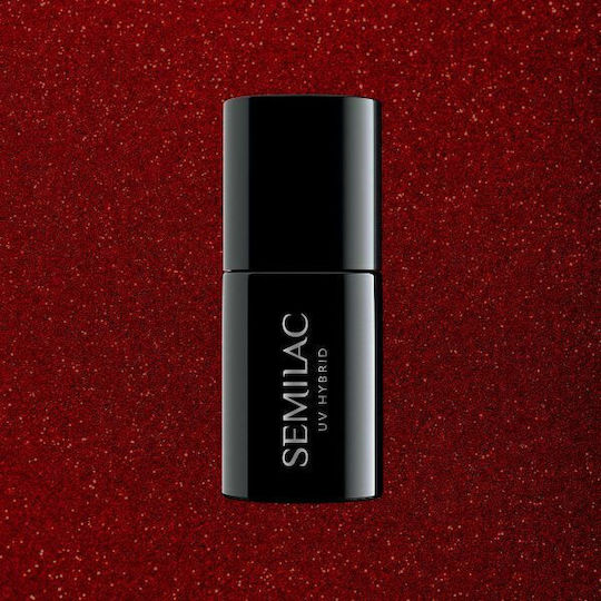 Semilac Хибриден Лак за Нокти 347 Pretty Red Glitter с Glitter 7мл 1бр