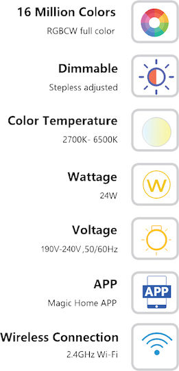 Inlight LED Floor Lamp H170xW25cm. with RGBW Light 2000lm Black