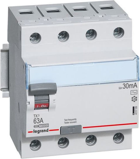 Legrand TX3 Phase Relay Earth Leakage 40A Four-Poles with Voltage 400V 100mA