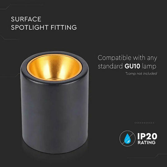 V-TAC Single Spot with Socket GU10 in Black Color