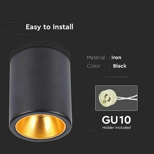 V-TAC Single Spot with Socket GU10 in Black Color