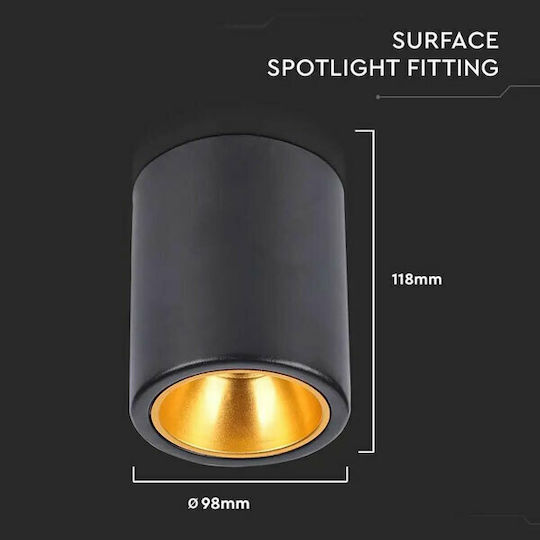 V-TAC Single Spot with Socket GU10 in Black Color