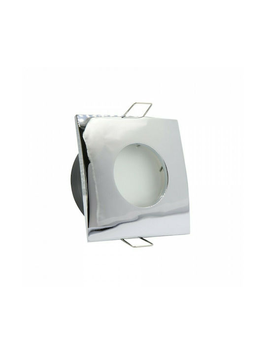 Inlight Square Metallic Recessed Spot with Socket GU10 Silver 8x8cm.