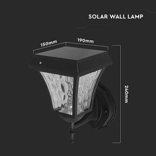 V-TAC Wall Mounted Solar Light Traffic light 2W 110lm Natural White 4000K with Photocell IP44 19cmx15cmx24cmcm