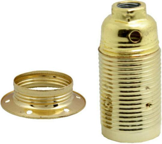 Metal Socket with Thread and 2 Washers Socket Extension for Socket E14 in Gold color Set 1pcs 15-00143