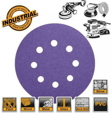 Ingco Orbital Sander Sanding Sheet K120 / K180 / K40 / K60 with 8 Holes 150x150mm Set 10pcs