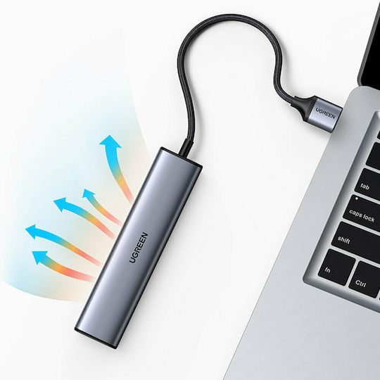 Ugreen Hub 4 Ports USB 3.0 with USB-A / Ethernet Connection Silver