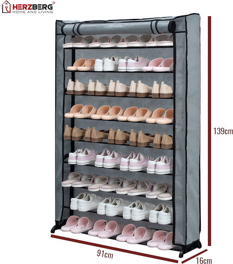 Fabric Shoe Organizer with 9 Shelves Blue 91x16x139cm