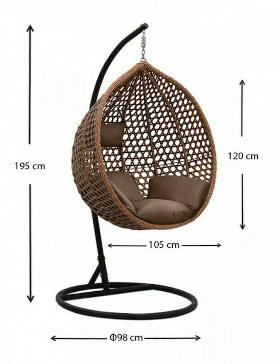 Κούνια Φωλιά με Βάση και Μαξιλάρι Rattan Cappuccino Μ120xΠ107xΥ200cm