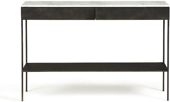 Конзолна маса Метална с Мраморно Покритие Бял Д120xШ24xВ80cm