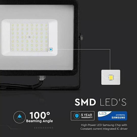 V-TAC Waterproof LED Floodlight 50W Warm White 3000K IP65