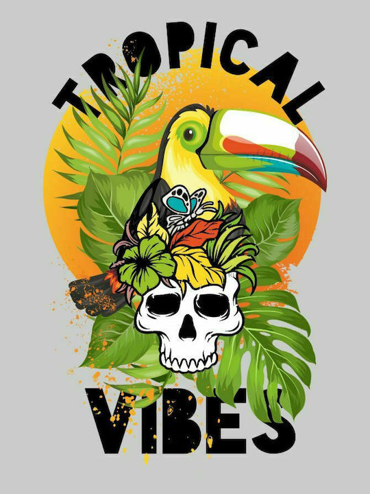 Tricou cu vibrații tropicale - NEGRU