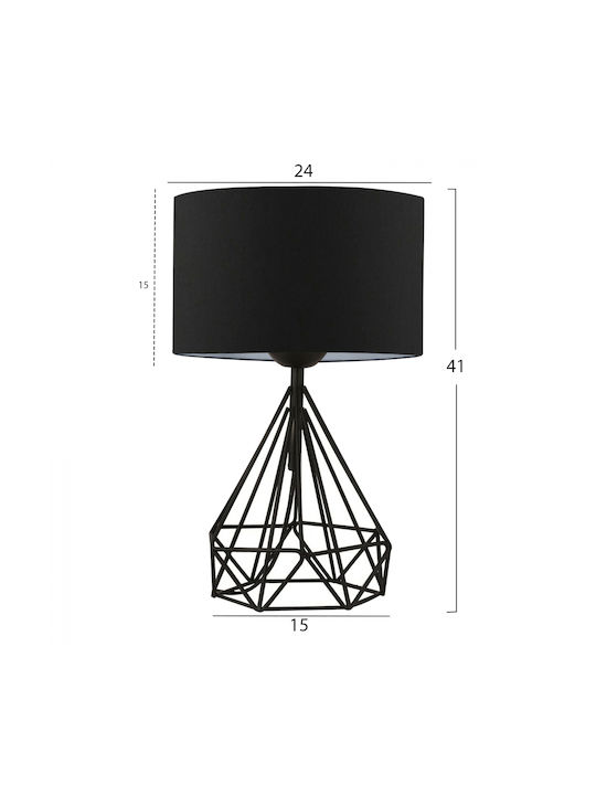 HomeMarkt Metal Table Lamp for Socket E27 with Black Shade and Base