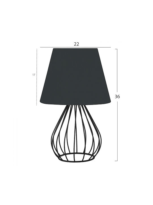 HomeMarkt Metal Table Lamp for Socket E27 with Black Shade and Base