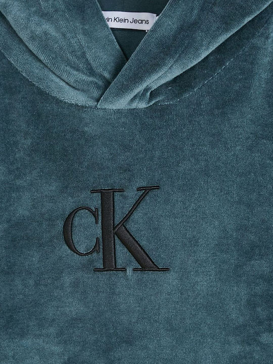 Детски Суичър с Качулка и Джобове Син Monogram