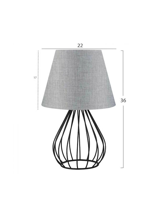 HomeMarkt Metal Table Lamp for Socket E27 with Silver Shade and Black Base