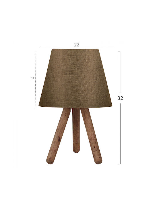 HomeMarkt Wooden Vintage Table Lamp for Socket E27 with Brown Shade and Base