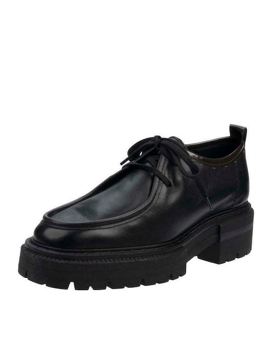 Δερμάτινα Γυναικεία Oxfords σε Μαύρο Χρώμα