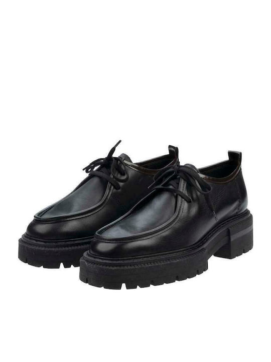 Δερμάτινα Γυναικεία Oxfords σε Μαύρο Χρώμα