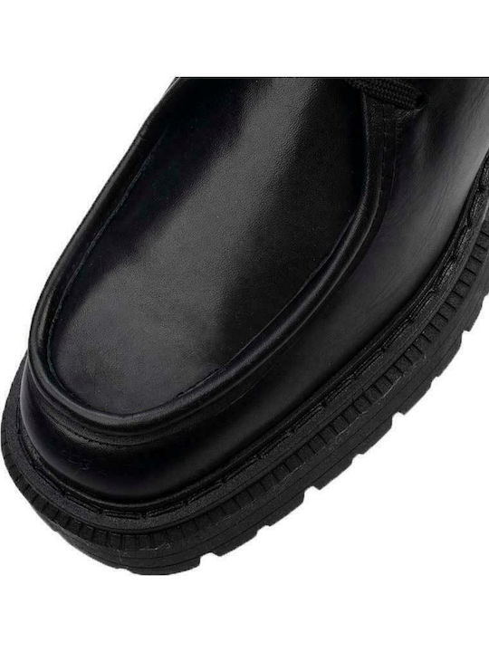 Δερμάτινα Γυναικεία Oxfords σε Μαύρο Χρώμα