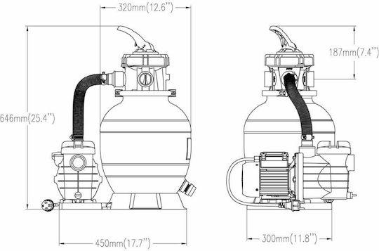 vidaXL Sand Pool Filter with 7m³/h Water Flow and Diameter 64.6cm 13kg