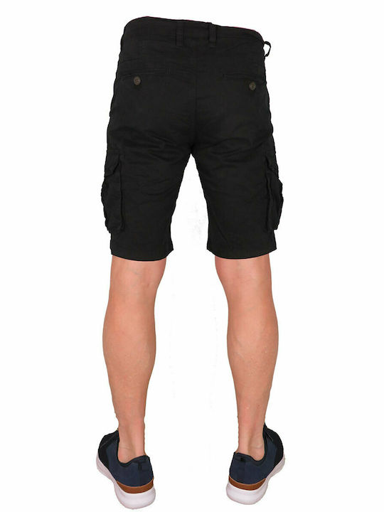 Pantaloni scurți cargo bermuda pentru bărbați Privato 21BF-576 cu buzunare negre