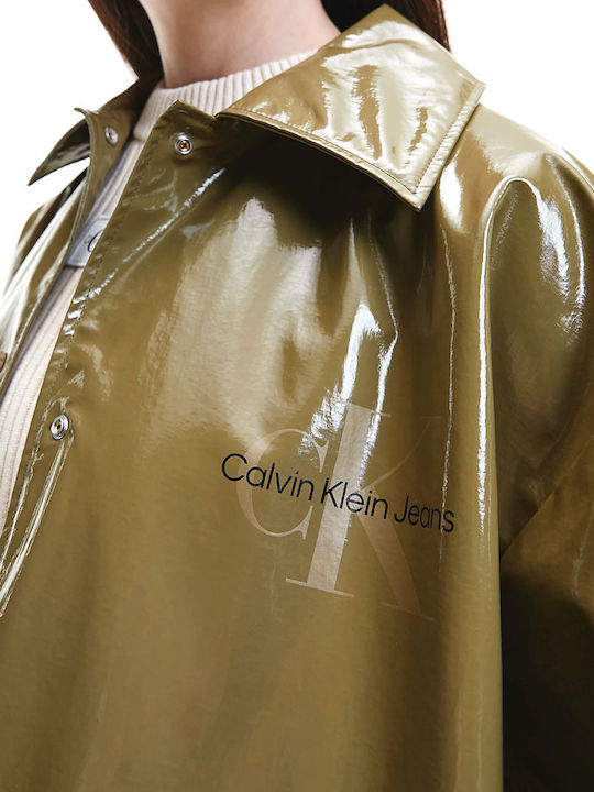 Calvin Klein Γυναικείο Χακί Παλτό με Κουμπιά