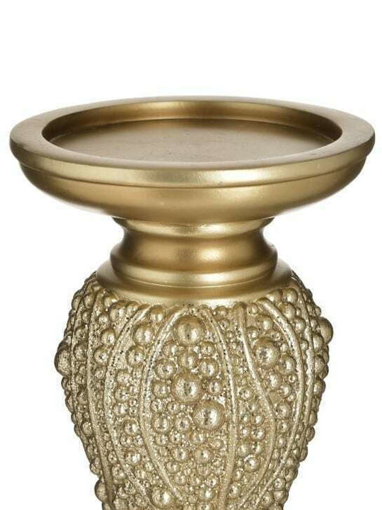 Inart Candle Holder Polyresin Gold 10x10x20cm 1pcs