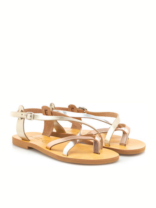 Aventis Shoes Women's Flat Sandals in Gold Color