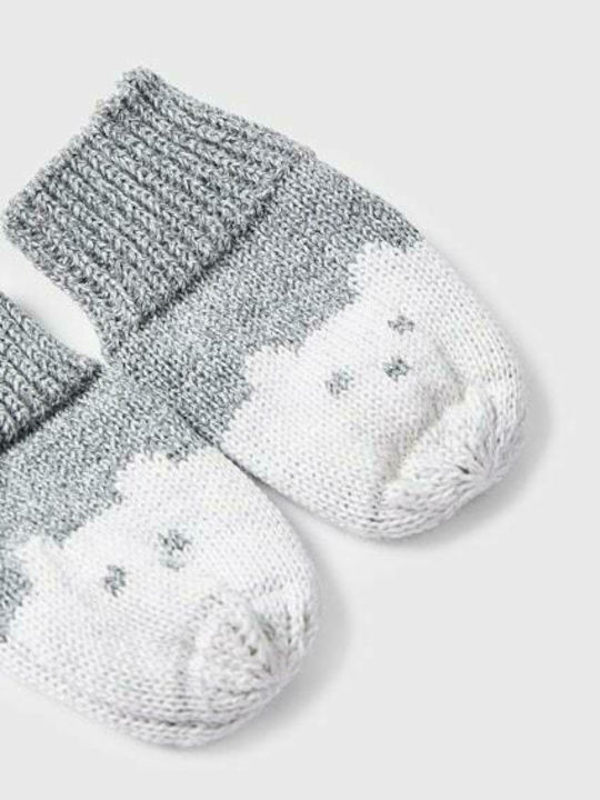 Kids Beanie Set with Gloves Knitted Gray