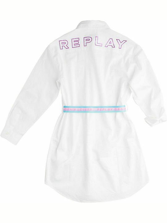 Replay Kids Dress Long Sleeve White