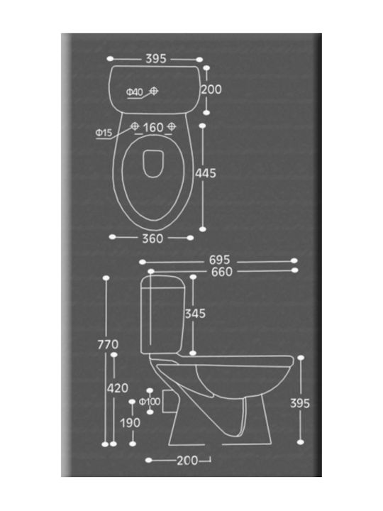 Huida Rostov Floor-Standing Toilet with Flush White