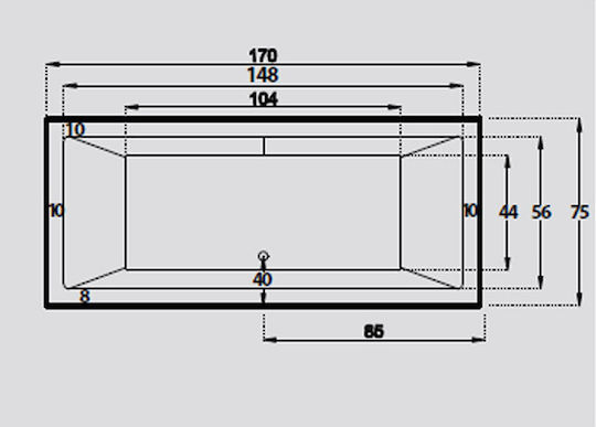 Sanitec Quadra Q Μπανιέρα Ακρυλική 170x75x65cm