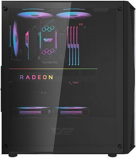 Darkflash DK352 Plus Gaming Midi-Turm Computergehäuse mit Seitenfenster und RGB-Beleuchtung Schwarz