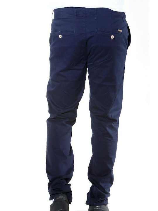 Double Men's Trousers Chino in Regular Fit Navy Blue