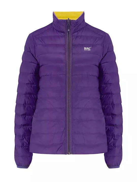 Polar Down Κοντό Γυναικείο Puffer Μπουφάν Διπλής Όψης Αντιανεμικό για Χειμώνα Κίτρινο