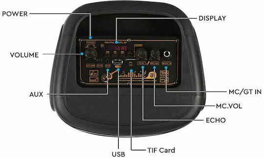 V-TAC Karaoke Speaker with Wired Microphone and Lighting Effects 7676 Black