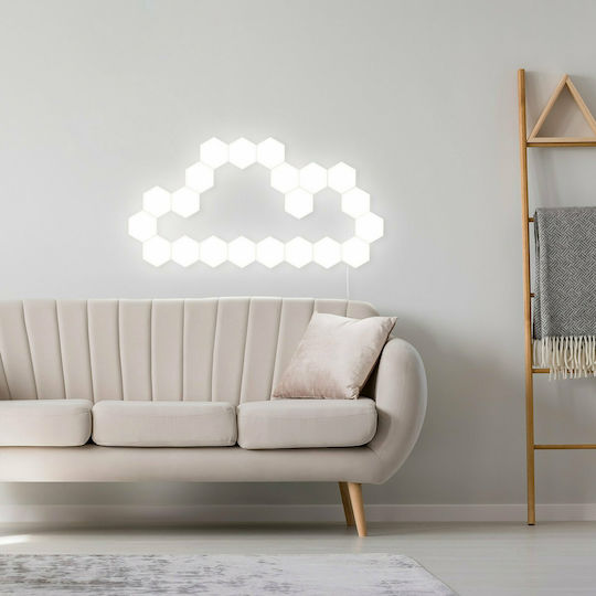 Ideahellas Lustră Decorativă Hexagon Alb 6buc