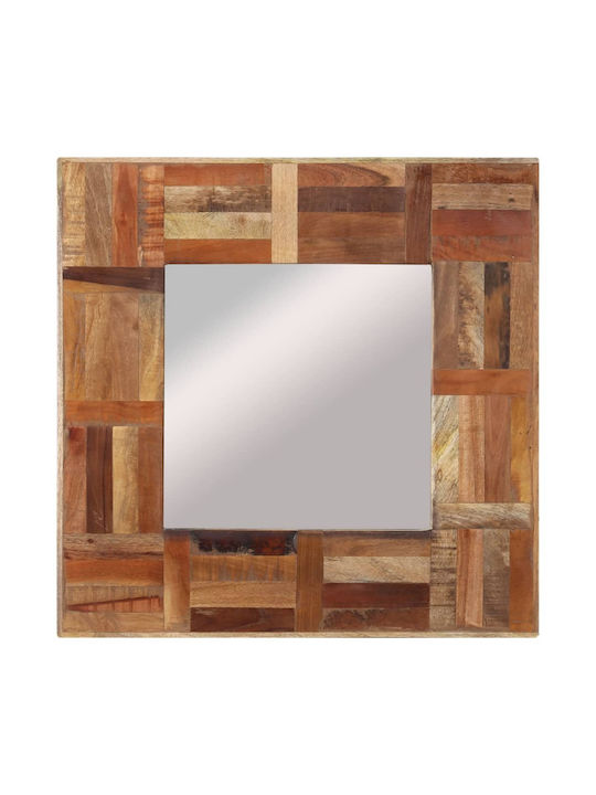 vidaXL Wall Mirror with Brown Wooden Frame 50x50cm 1pcs