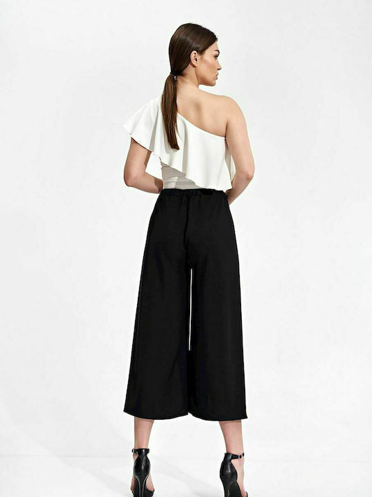 Figl Women's High-waisted Fabric Trousers with Elastic Black