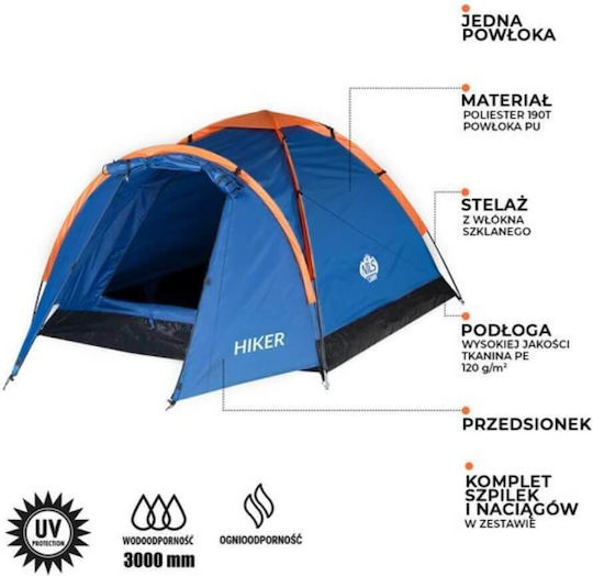 Camp NC6010 Hiker Camping Tent Tunnel Mountaineering Blue 4 Seasons For 2 People Waterproof 3000mm 315x150x105cm
